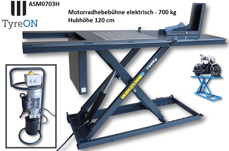 TyreON Motorradhebebühne elektrisch - Hubhöhe -120cm - 230V